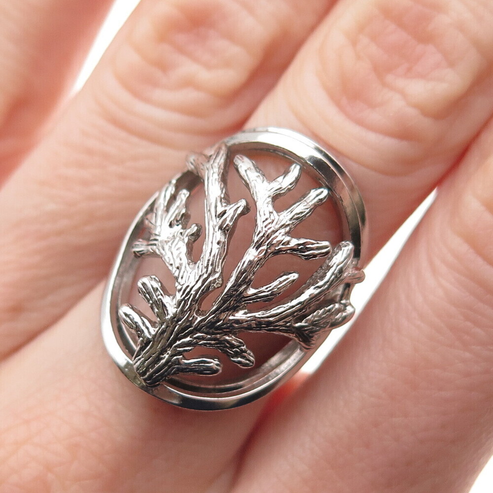 Tahara 925 Sterling Silver Vintage Tree of Life Oxidized Ring Size 6.25